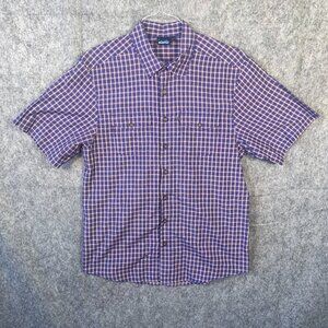 Kavu Shirt Men’s Large Blue & Red Plaid Lightweight Short Sleeve Button Up